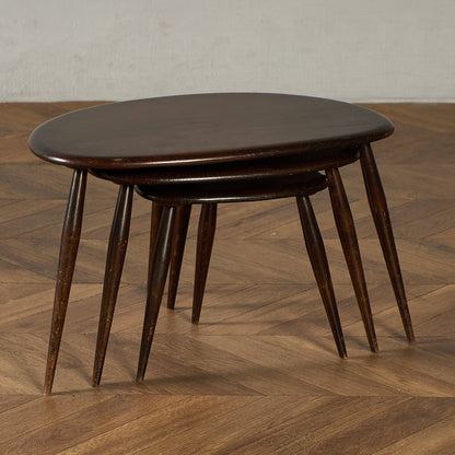 ヴィンテージ ネストテーブル ぺブルテーブル ブルーラベル