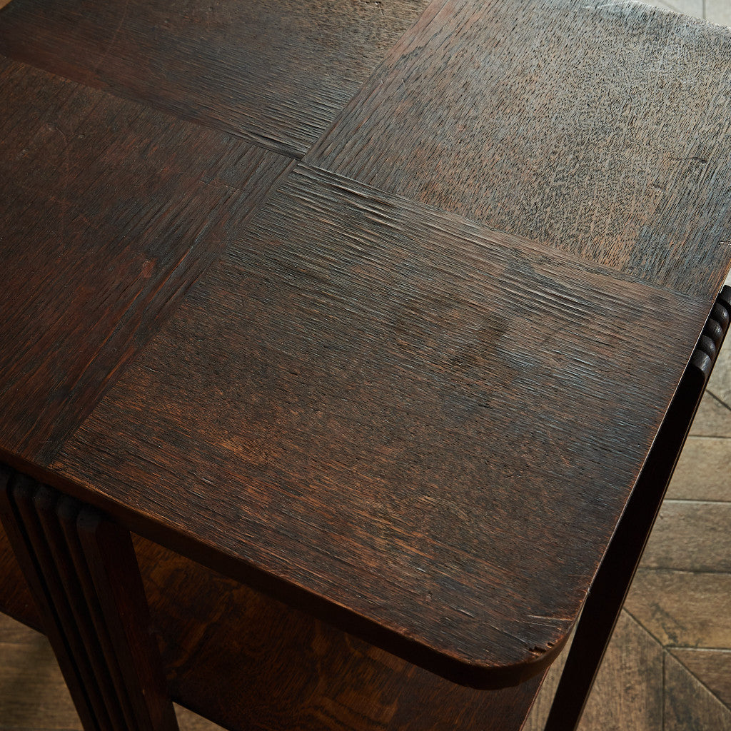 英国ヴィンテージ パーケットトップ サイドテーブル