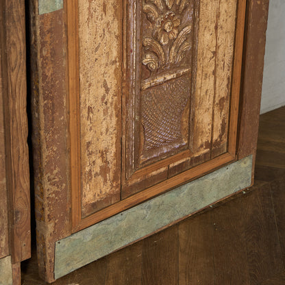 英国 アンティーク 両開き 鉄格子 ウッド ドア 2点セット