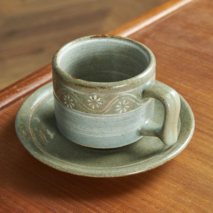 FLOWER STAMP CUP&SAUCER / WHITE