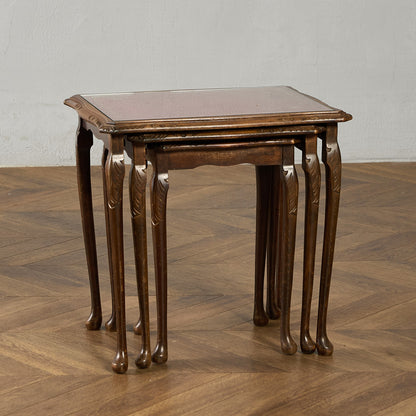 英国 クラシック ガラストップ ネストテーブル