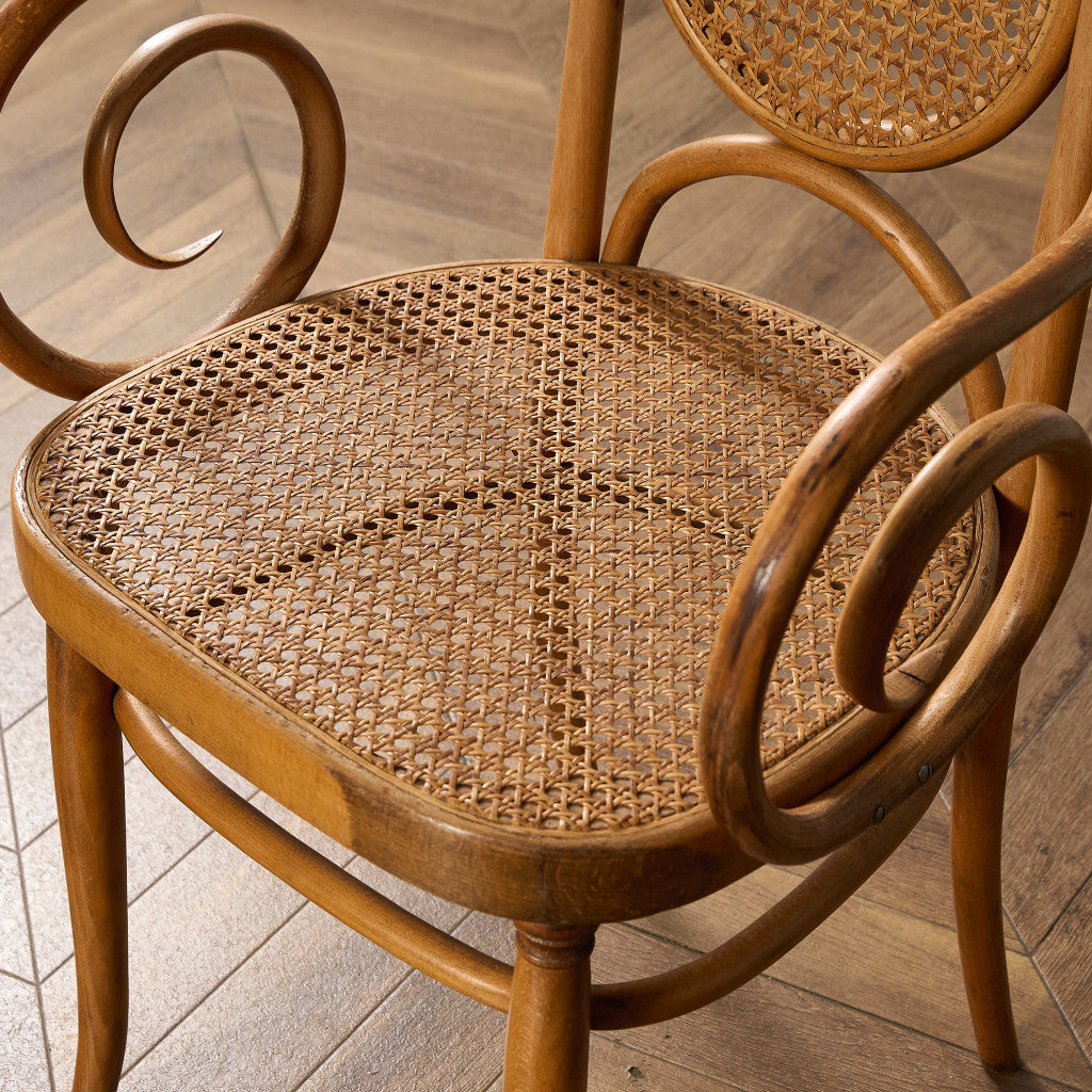 籐張り ベントウッドアームチェア (207) ダイニングチェア