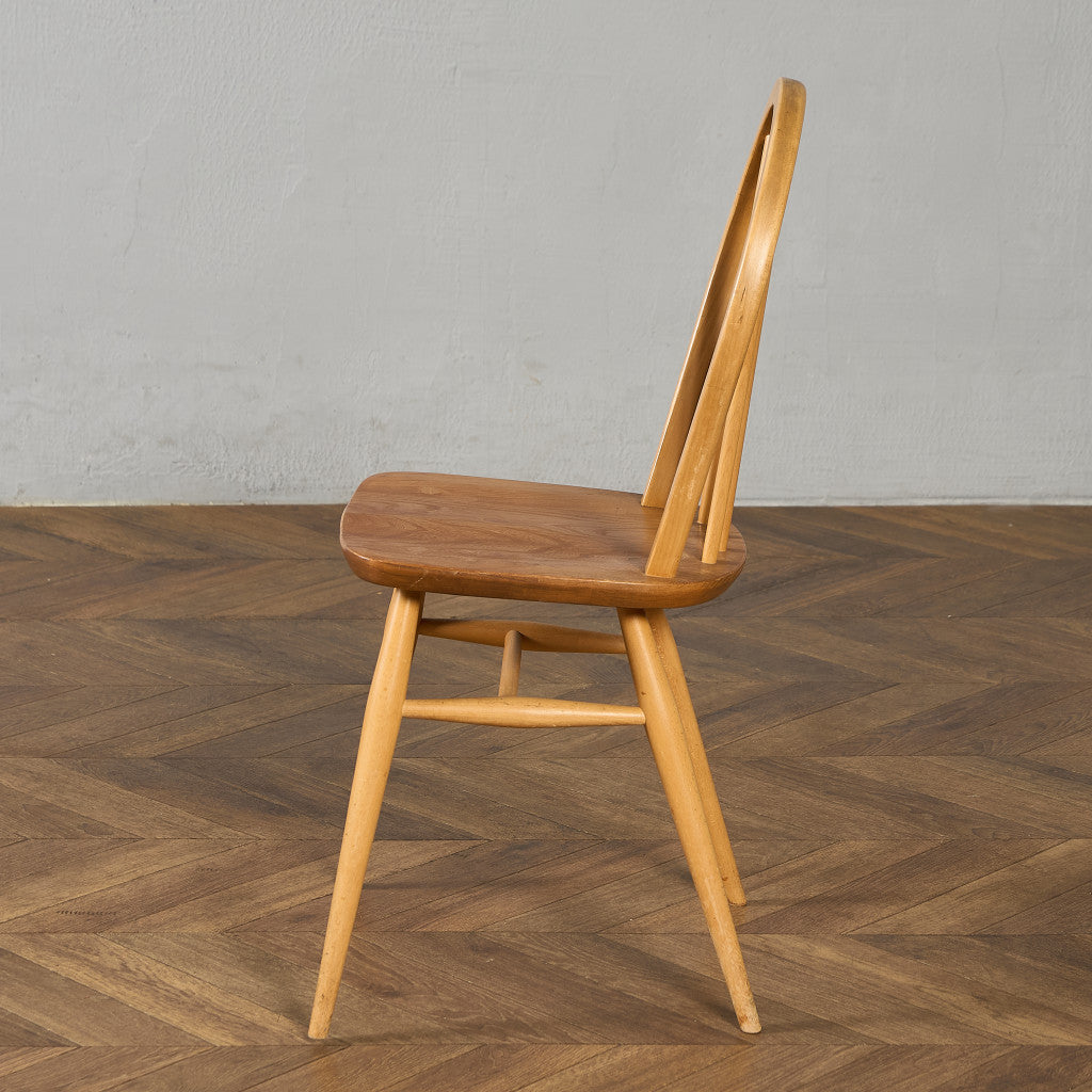 ERCOL　アーコール　フープバックチェア　ビンテージ アーコール（ERCOL）フープバックチェア6本バー4脚セット【無垢