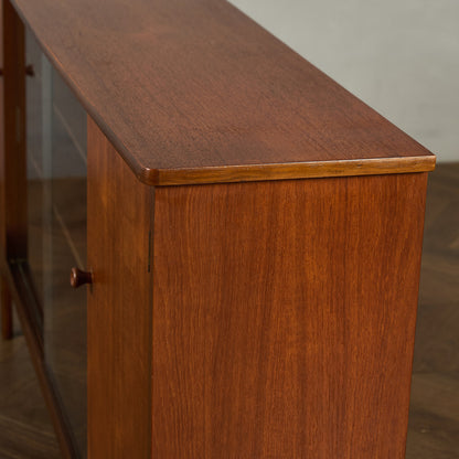 英国 ヴィンテージ ナロー ガラス ブックケース