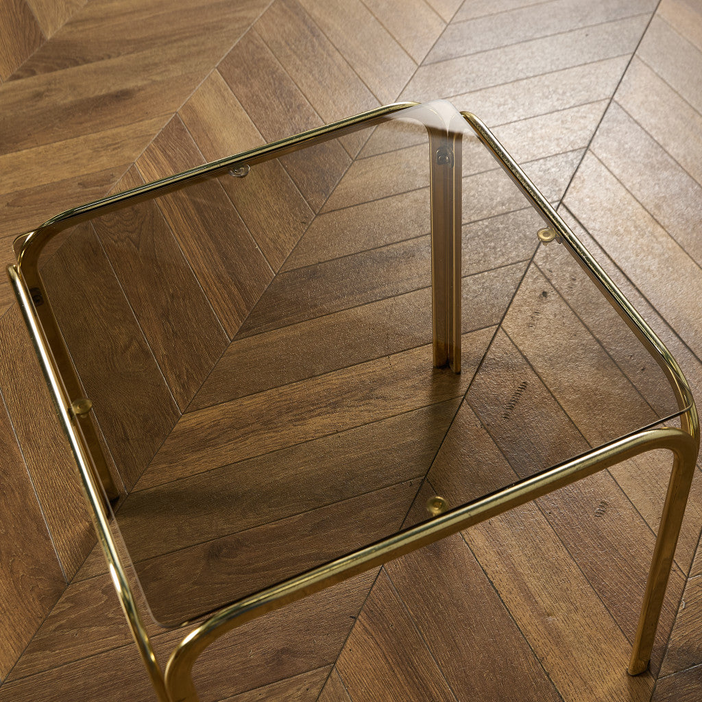 イギリス ヴィンテージ スモーク ガラストップ ネストテーブル #97788