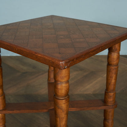 British classic parquet top side table #81898