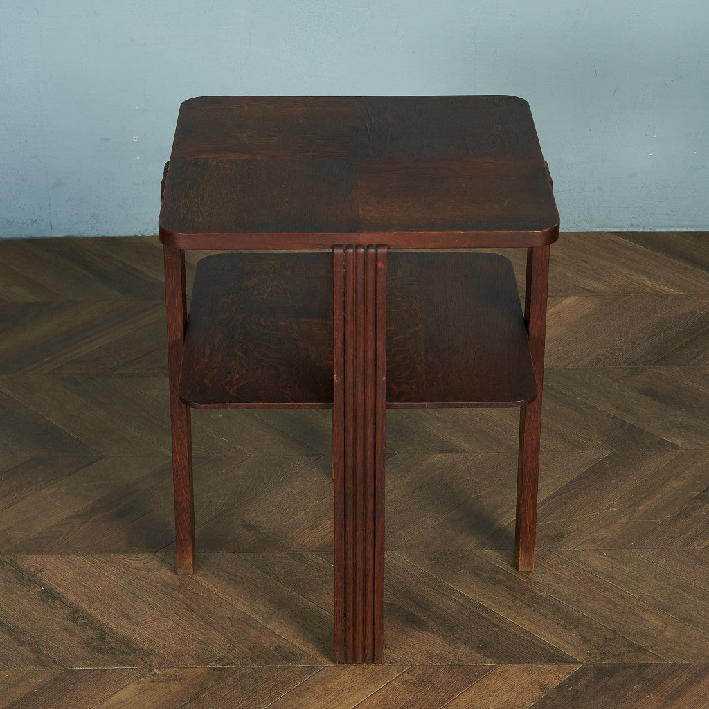 英国ヴィンテージ パーケットトップ サイドテーブル