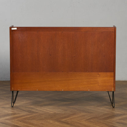 英国 ヴィンテージ ガラス キャビネット カスタム アイアン ヘアピンレッグ