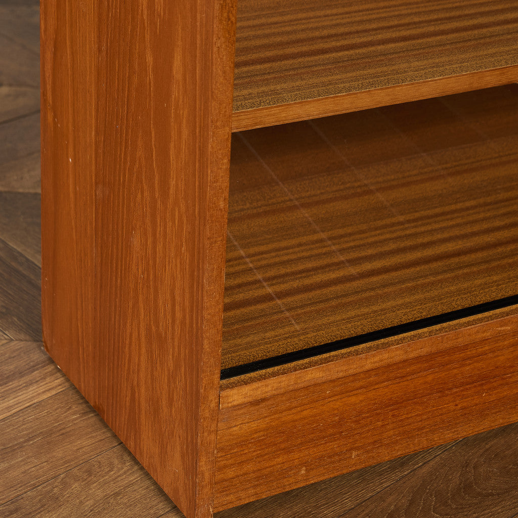 英国 ヴィンテージ ナロー ガラス ブックケース 食器棚