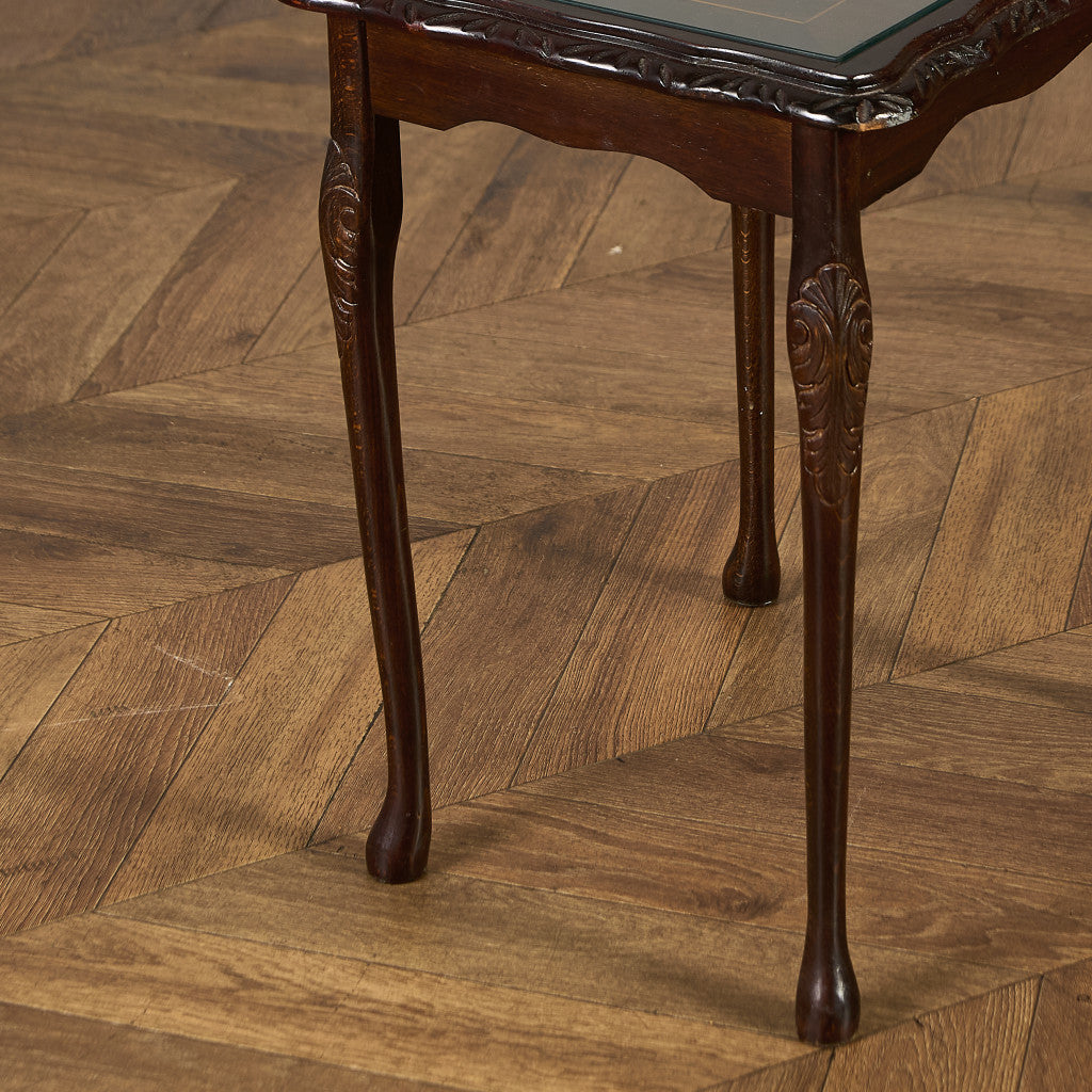 英国 クラシック ガラストップ ネストテーブル