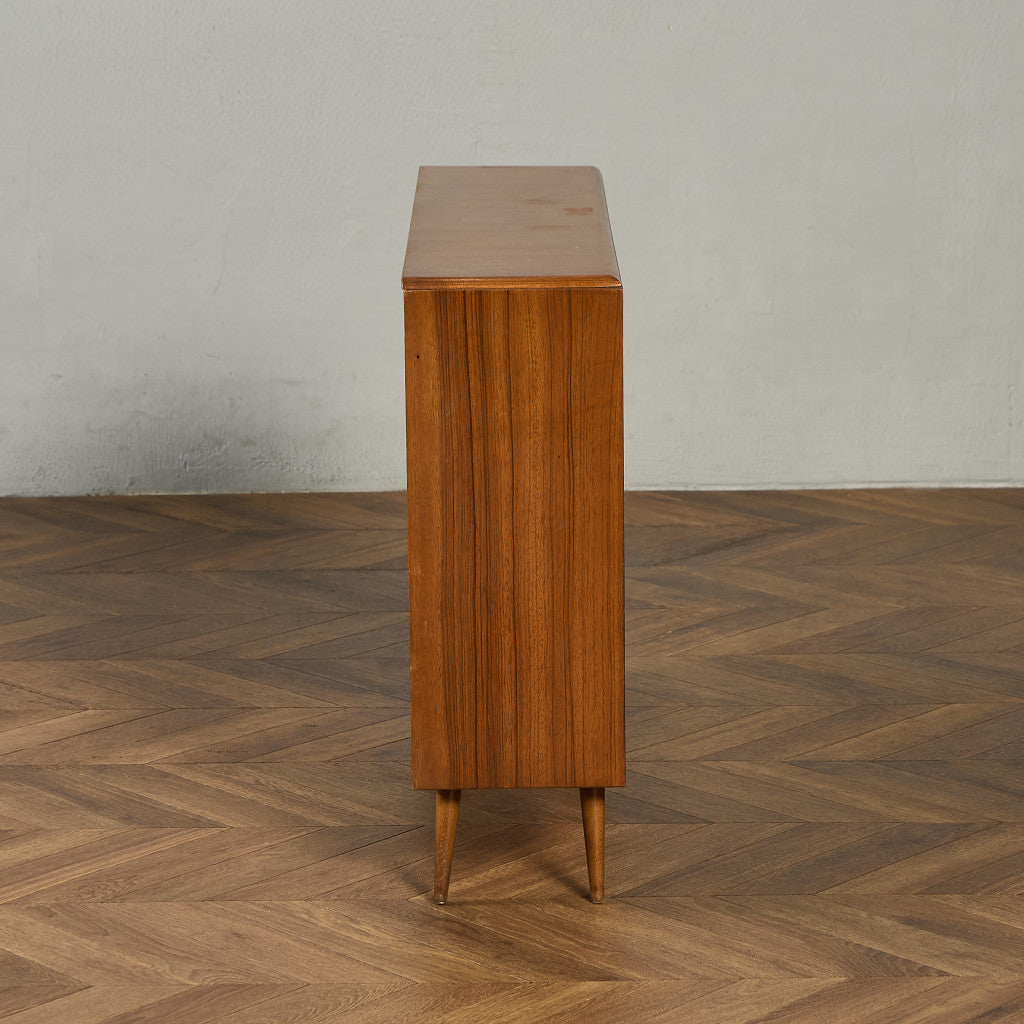 英国 ヴィンテージ ナロー ガラス ブックケース 食器棚