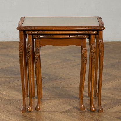 英国 クラシック ガラストップ ネストテーブル #95562