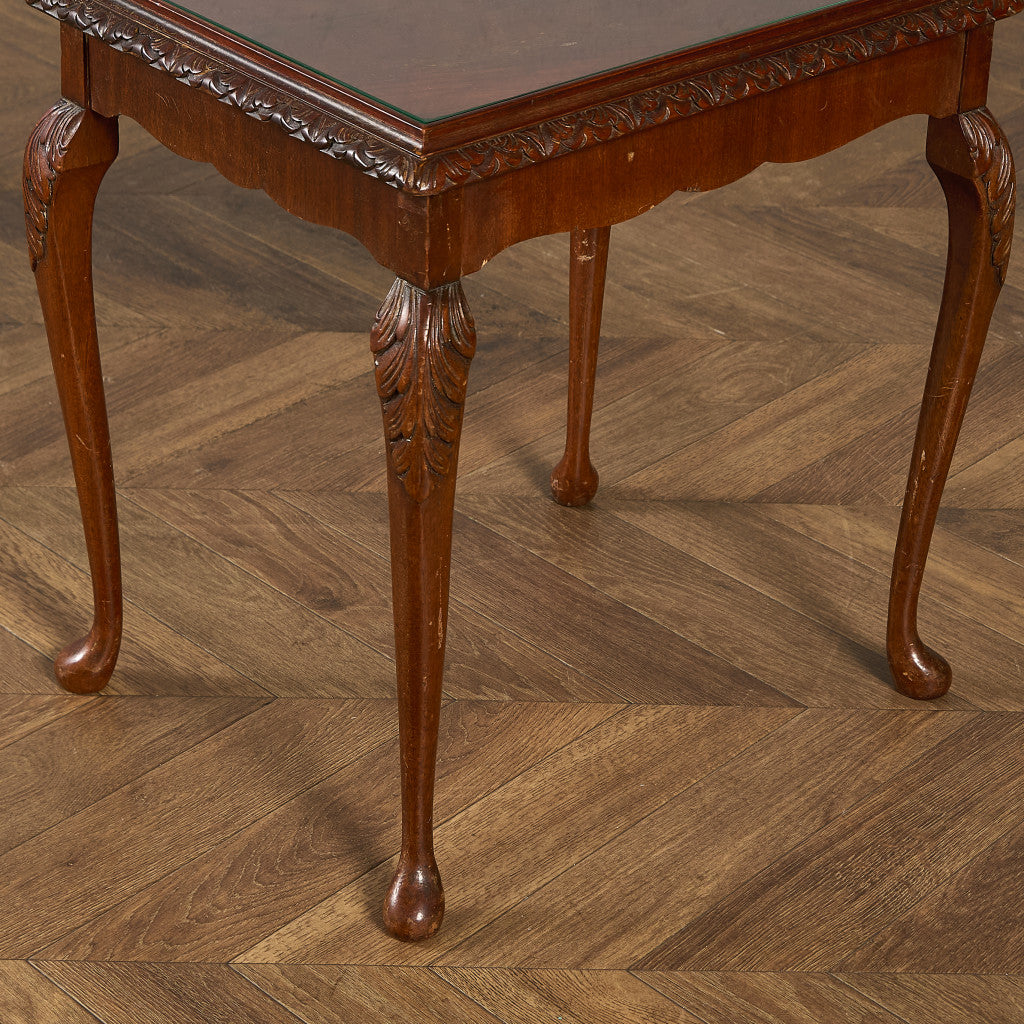 英国 クラシック ガラストップ ネストテーブル