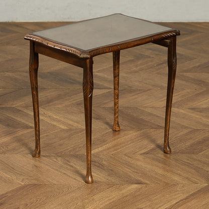 英国 クラシック ガラストップ ネストテーブル