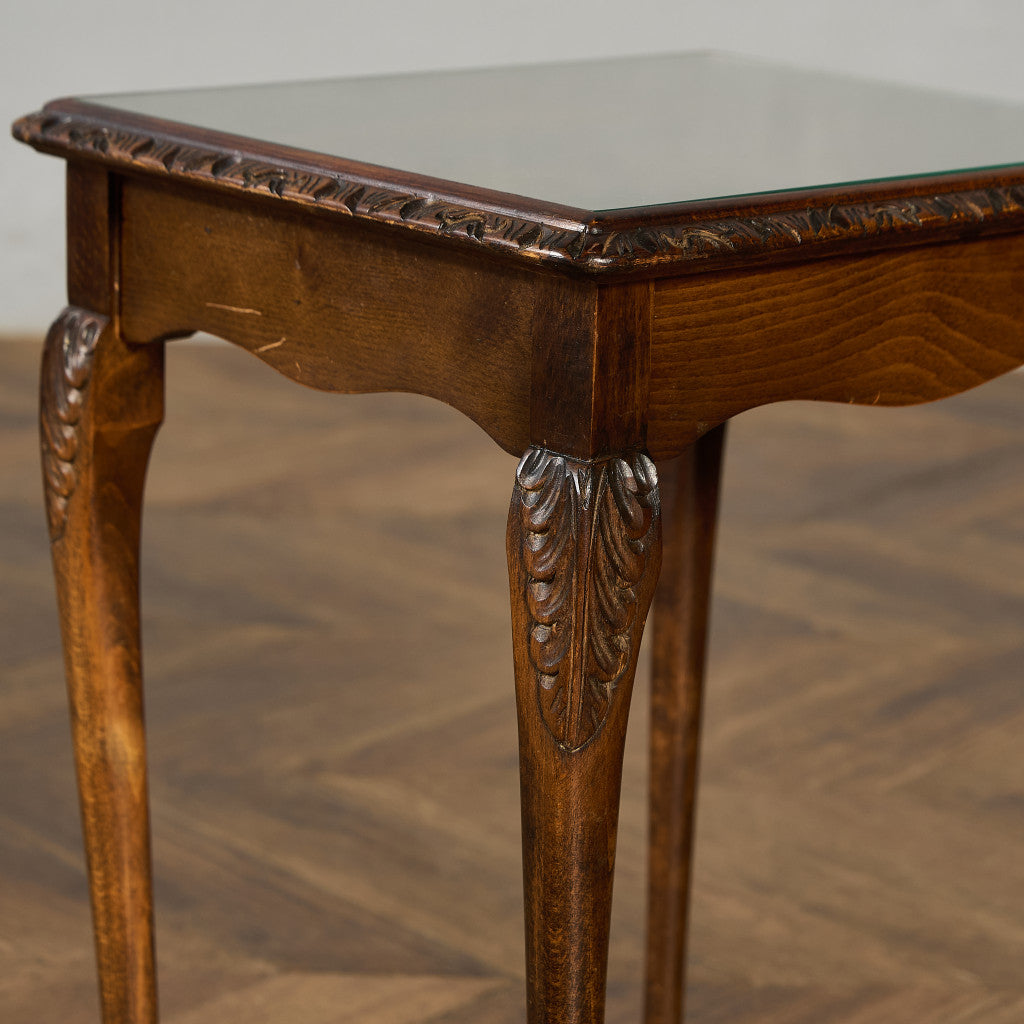 英国 クラシック ガラストップ ネストテーブル