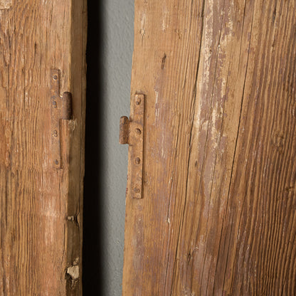 英国 アンティーク 両開き 鉄格子 ウッド ドア 2点セット