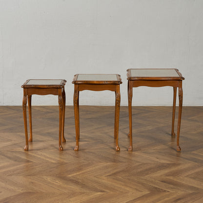 英国 クラシック ガラストップ ネストテーブル #95562