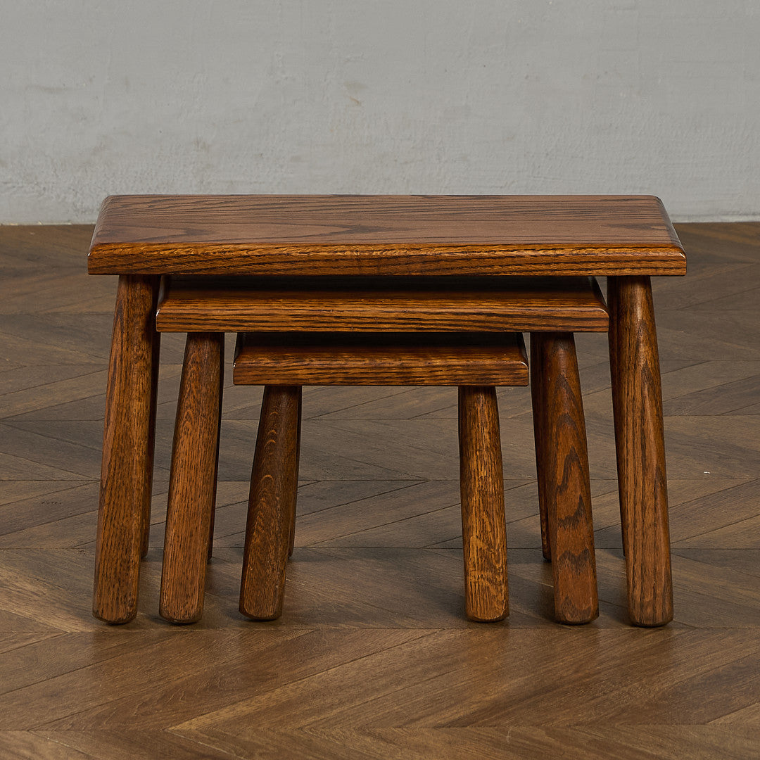 オランダ製 オーク無垢材 ネストテーブル