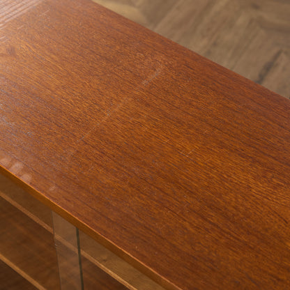 英国 ヴィンテージ ナロー ガラス ブックケース