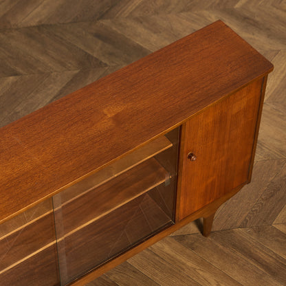 英国 ヴィンテージ ナロー ガラス ブックケース