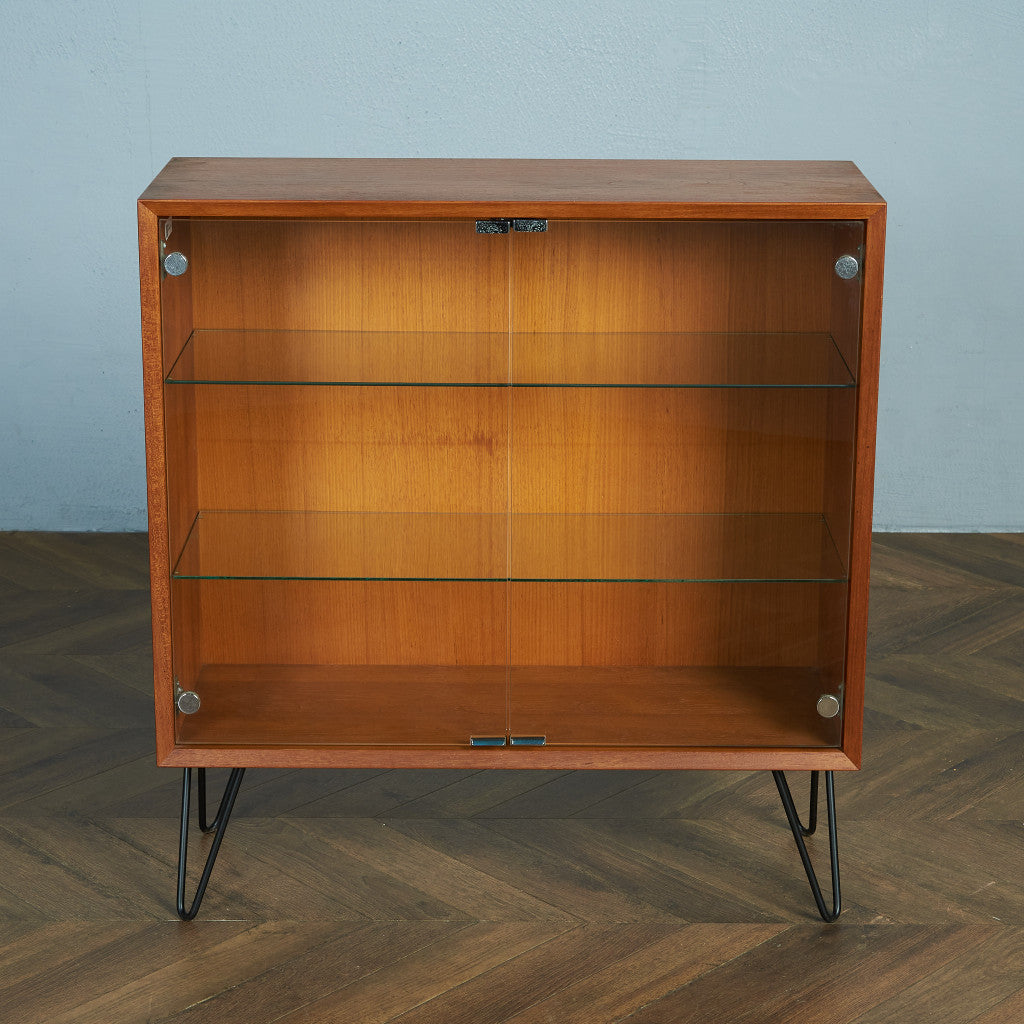 デンマークヴィンテージ オープンブックケース / カスタム アイアンヘアピンレッグ