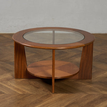 英国 ヴィンテージ ガラストップ コーヒーテーブル