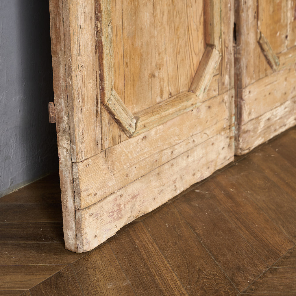 英国 アンティーク 両開き 鉄格子 ウッド ドア 2点セット