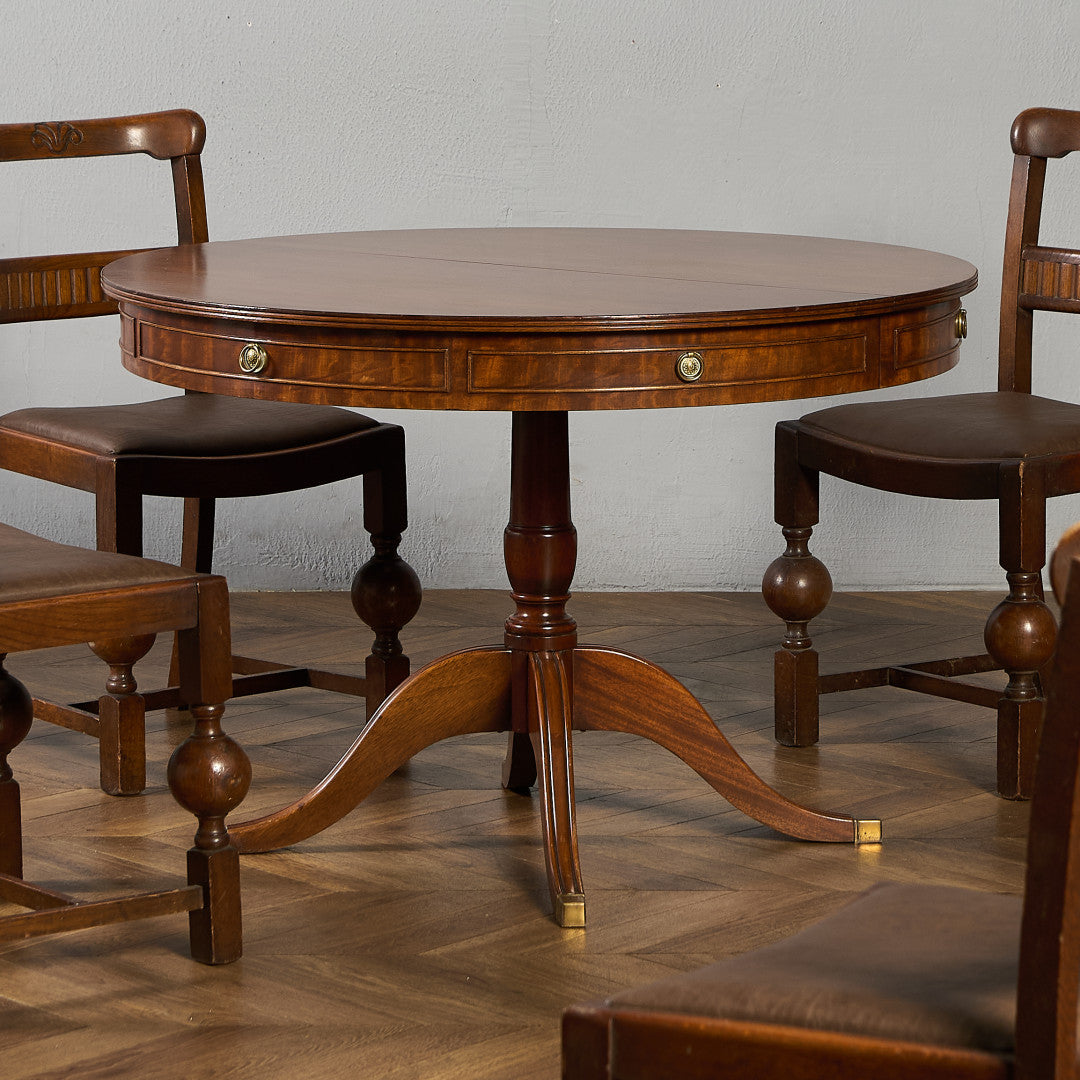 英国 クラシック エクステンション ラウンド ロング ダイニングテーブル