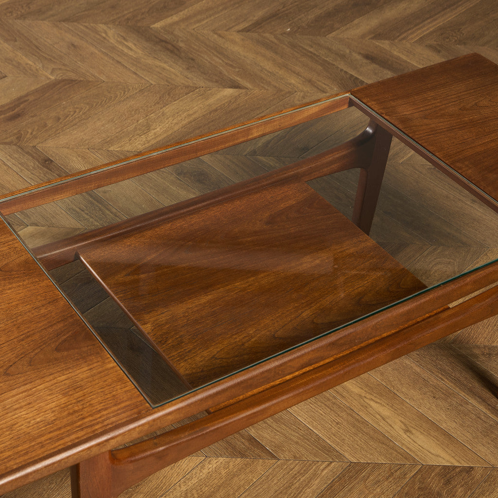 ロングジョン ヴィンテージ ガラストップ コーヒーテーブル