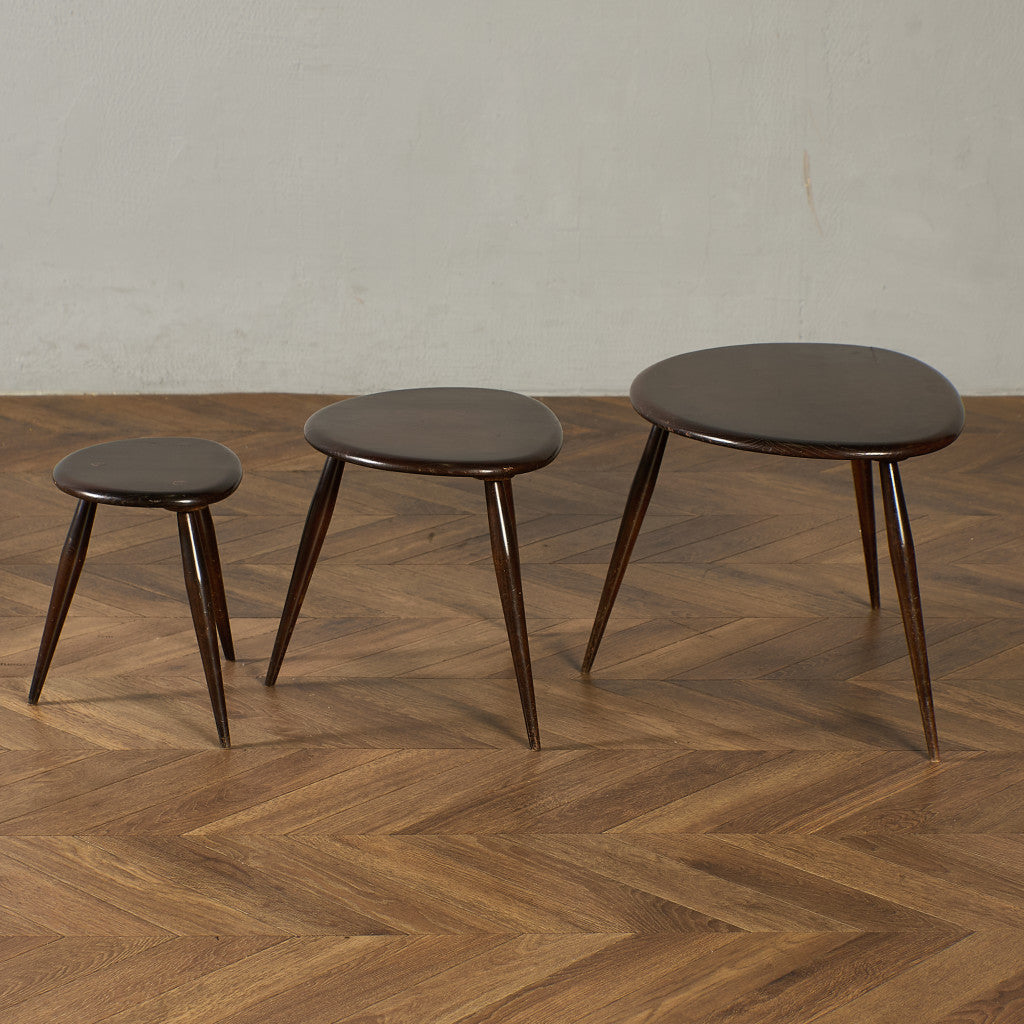 ercol アーコール dテーブル ネストテーブル 1960-70年代 アーコール ERCOL ヴィンテージ ネストテーブル ぺブルテーブル ブルー