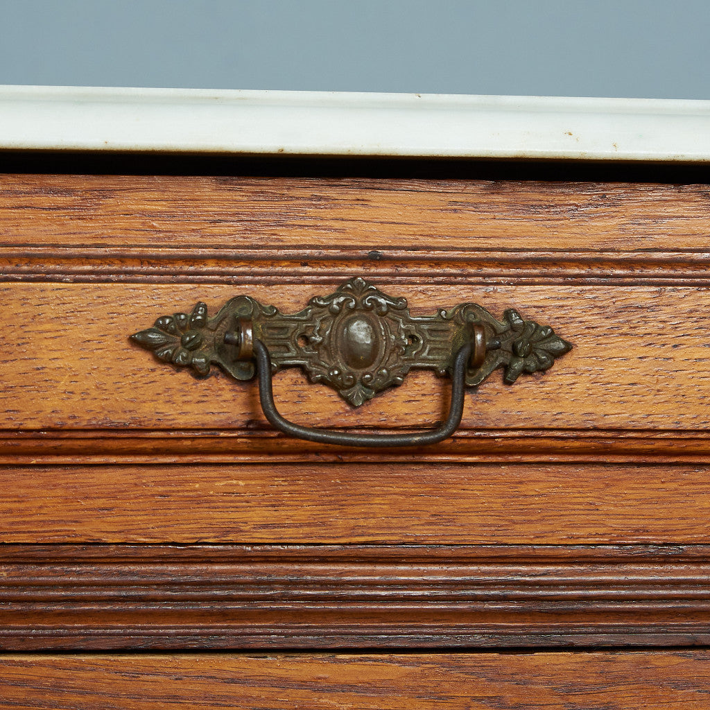 British antique marble top side cabinet #81710