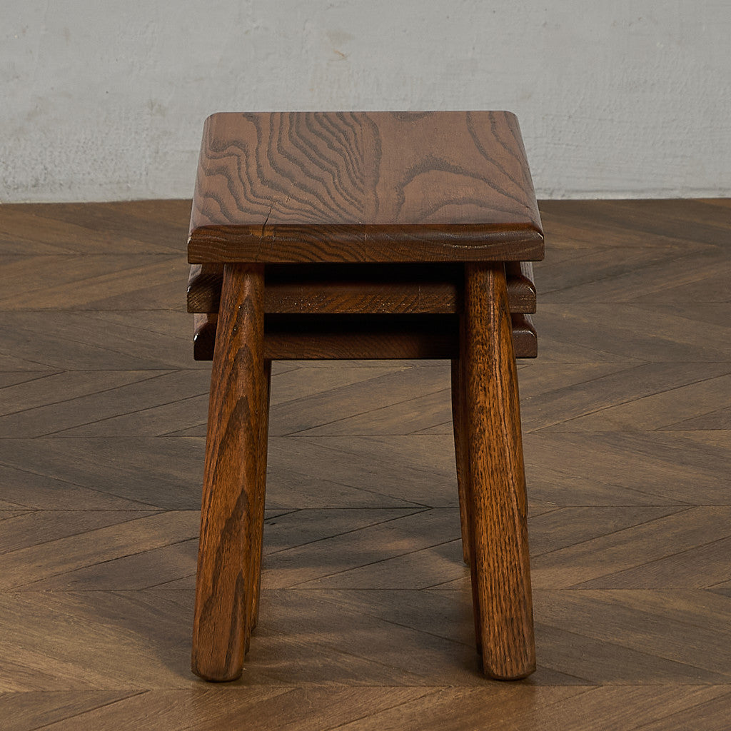 オランダ製 オーク無垢材 ネストテーブル