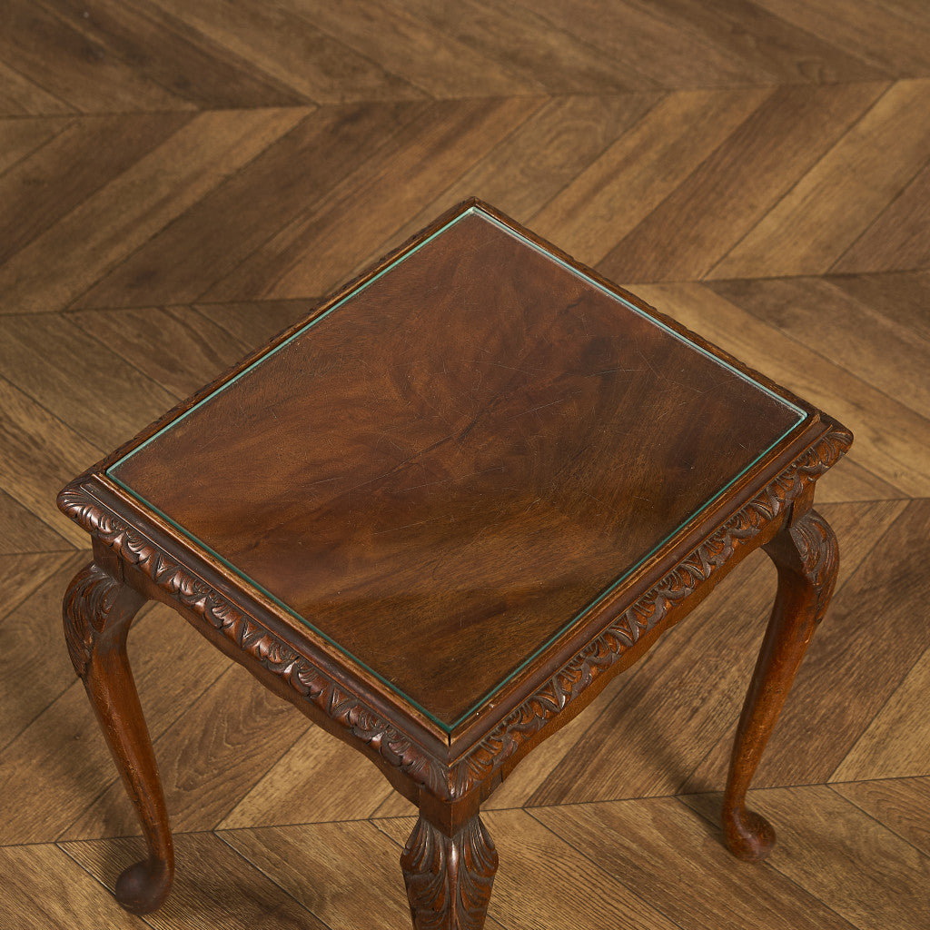 英国 クラシック ガラストップ ネストテーブル