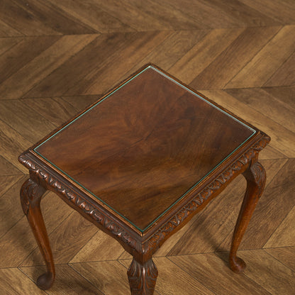 英国 クラシック ガラストップ ネストテーブル