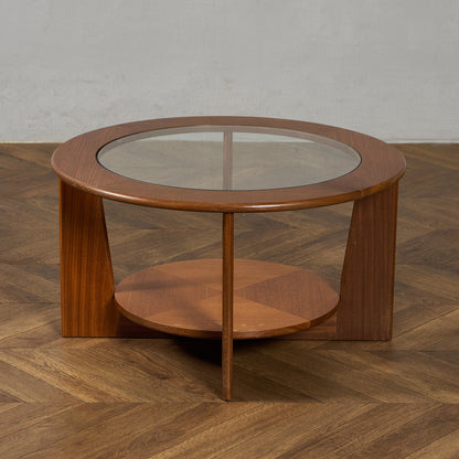 英国 ヴィンテージ ガラストップ コーヒーテーブル