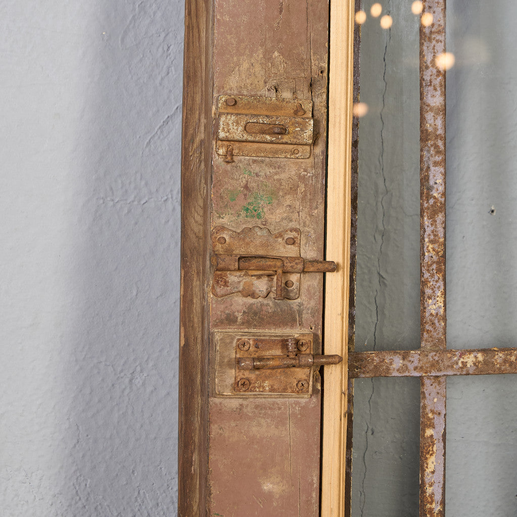 英国 アンティーク 両開き 鉄格子 ウッド ドア 2点セット