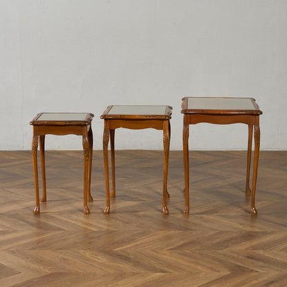 英国 クラシック ガラストップ ネストテーブル #95562