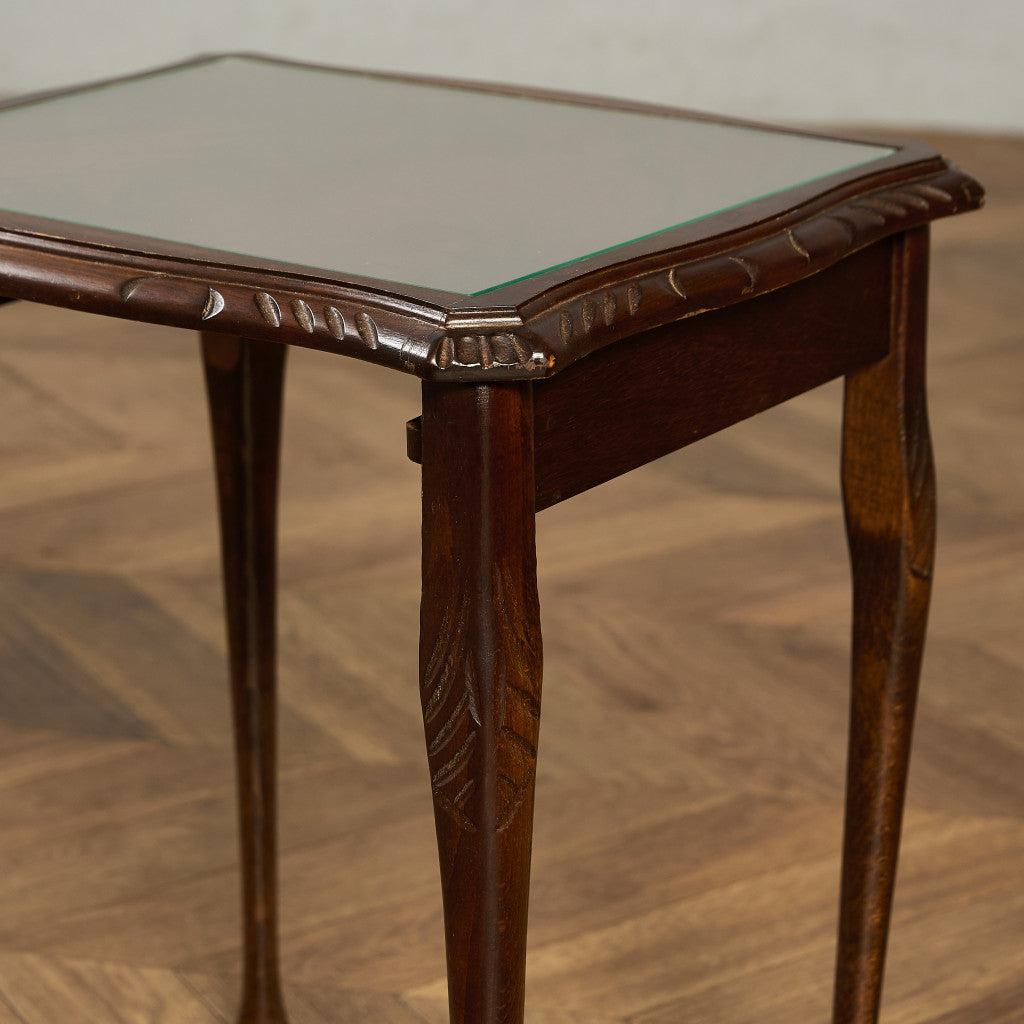 英国 クラシック ガラストップ ネストテーブル