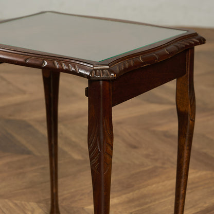 英国 クラシック ガラストップ ネストテーブル