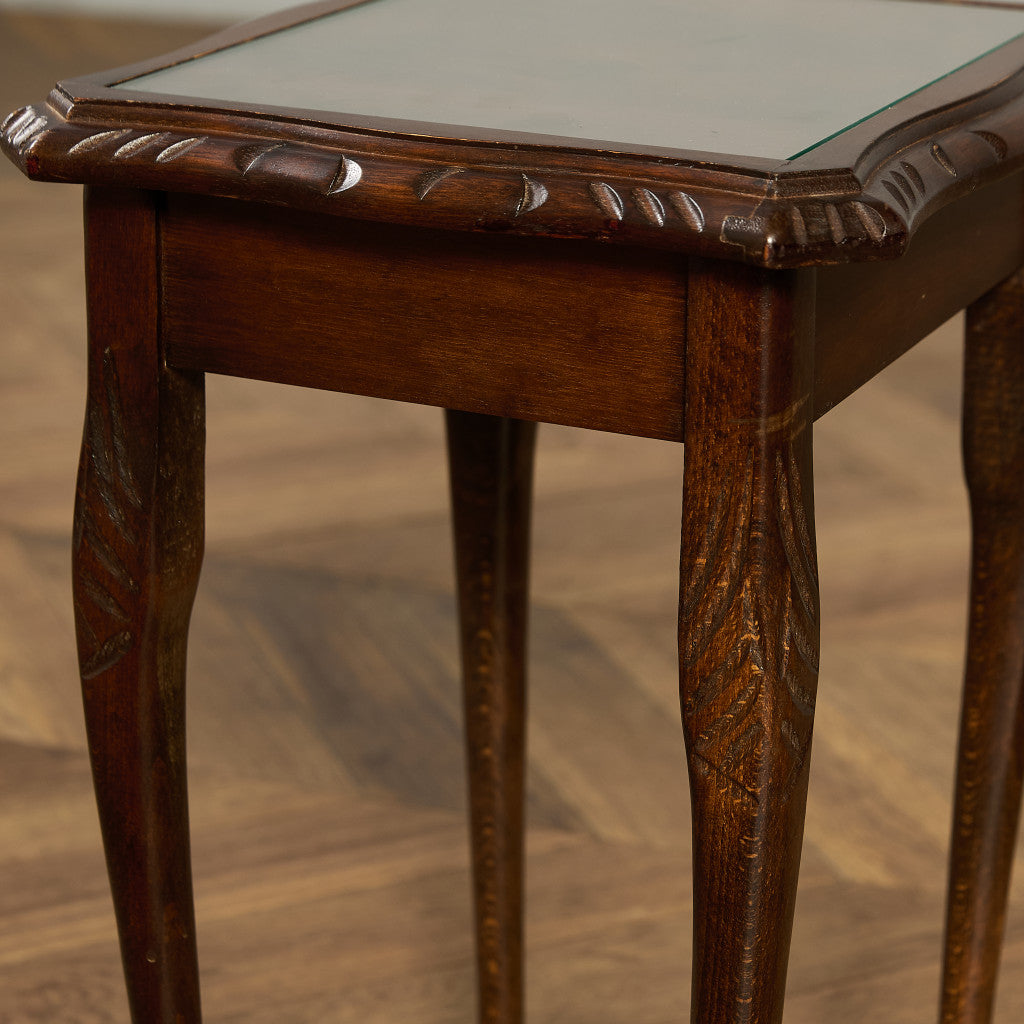 英国 クラシック ガラストップ ネストテーブル