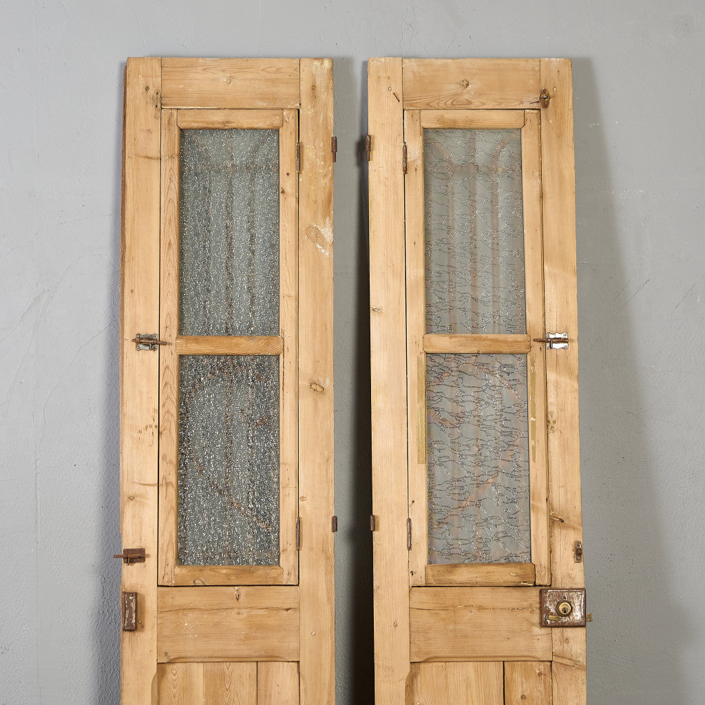 英国 アンティーク 両開き 鉄格子 ウッド ドア 2点セット