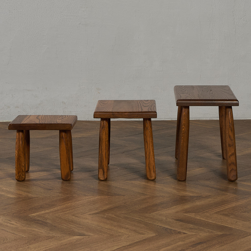 オランダ製 オーク無垢材 ネストテーブル