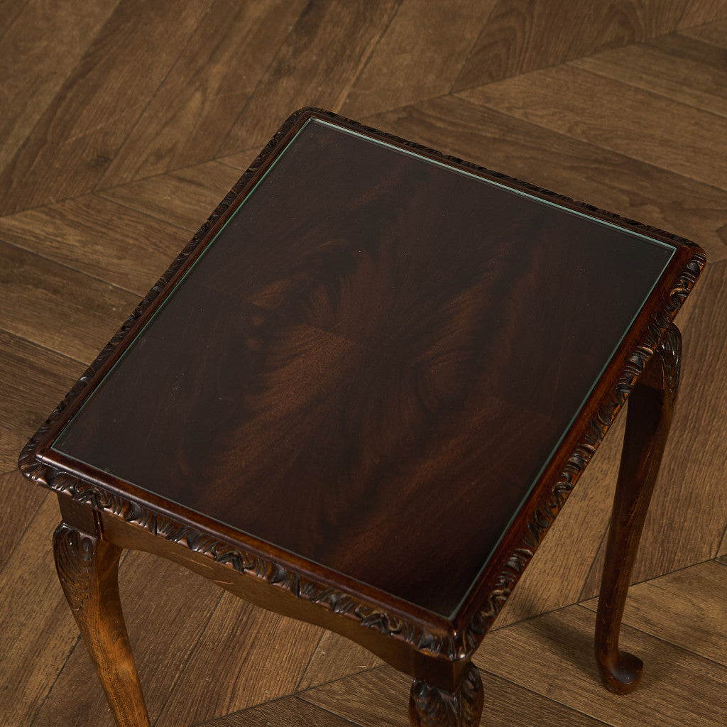 英国 クラシック ガラストップ ネストテーブル