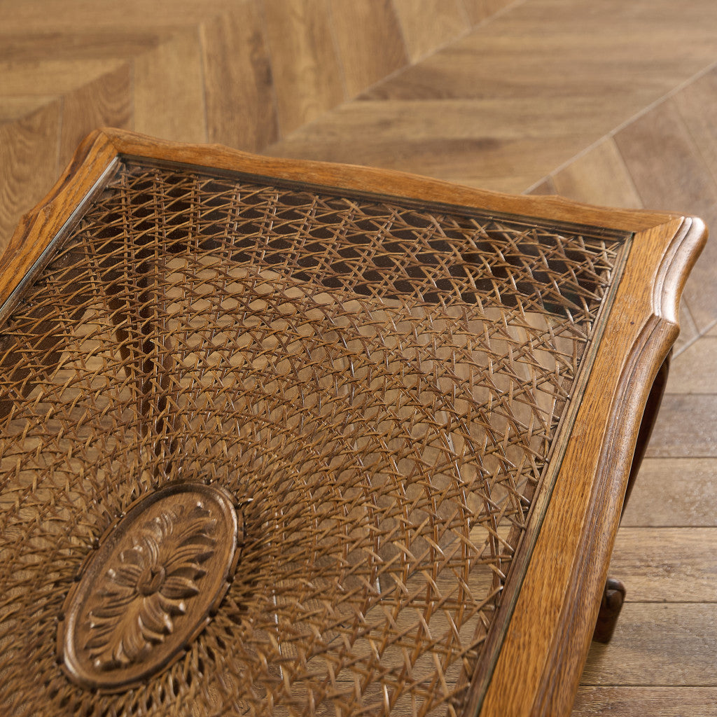 英国 クラシック ガラストップ ラタン コーヒーテーブル