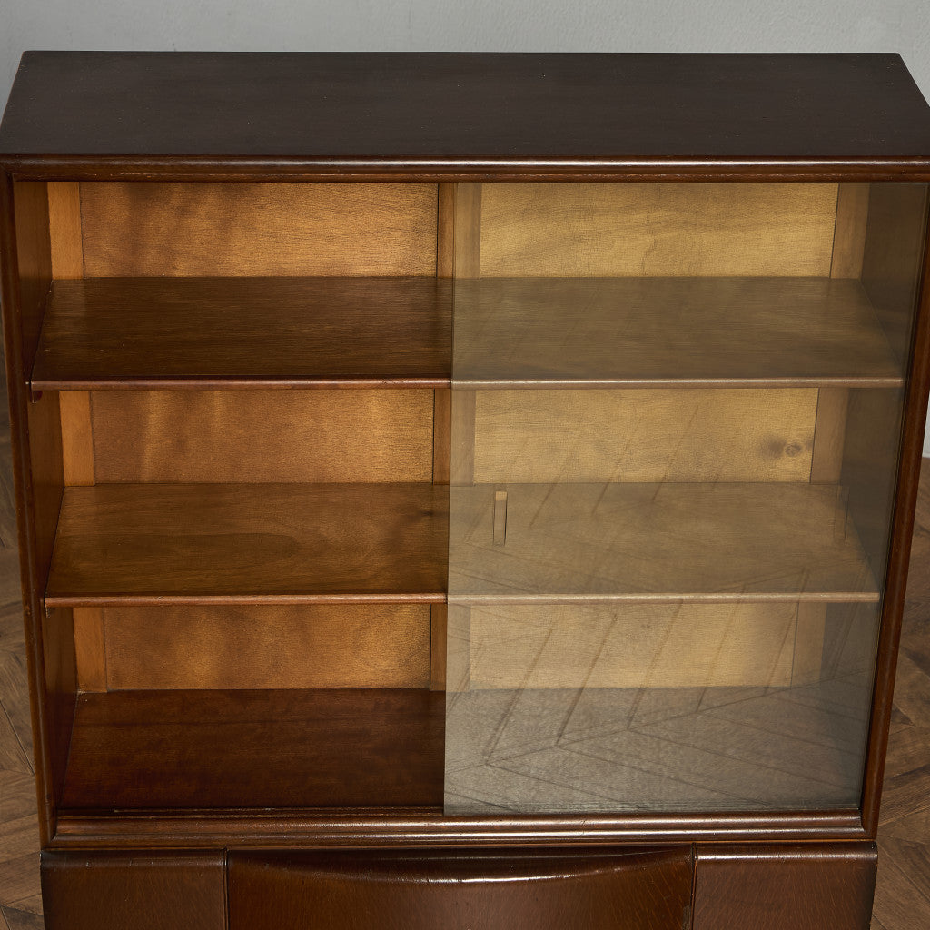 英国 クラシック ガラス ブックケース 食器棚