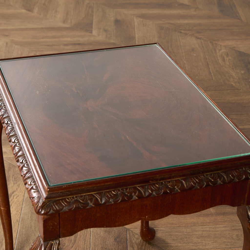 英国 クラシック ガラストップ ネストテーブル