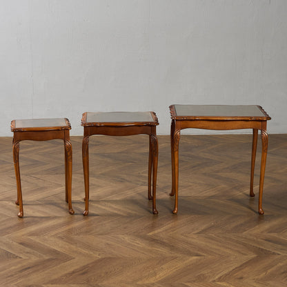 英国 クラシック ガラストップ ネストテーブル