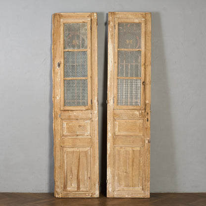 英国 アンティーク 両開き 鉄格子 ウッド ドア 2点セット