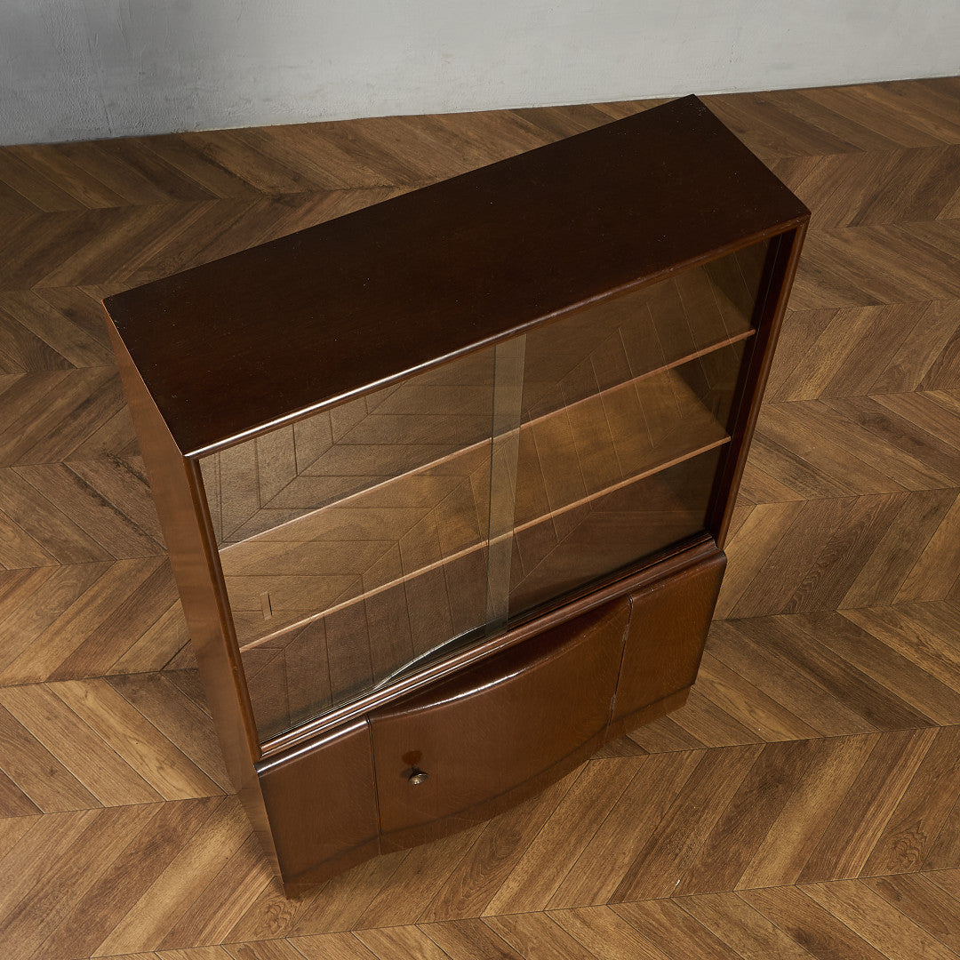 英国 クラシック ガラス ブックケース 食器棚