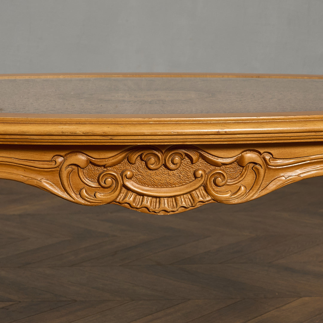 英国 クラシック ガラストップ ラタン コーヒーテーブル